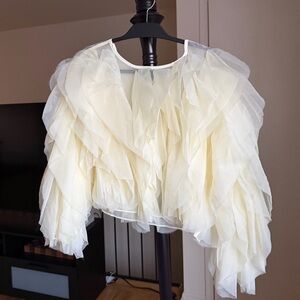 Commense Cream Sheer Layered Top